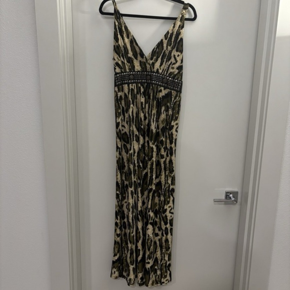 Maxi Halter Shoreline Dress Spaghetti Strap Front With‎ Rivits And Studs  L/XL